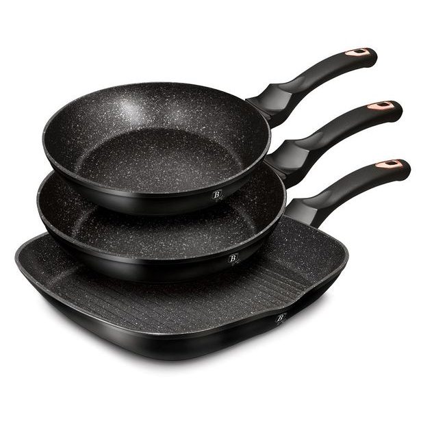 BERLINGERHAUS Sada pánví s mramorovým povrchem 3 ks Black Rose Collection BH-6156