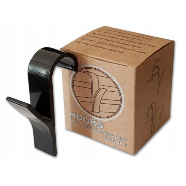 háček- 6ks koupel., na topný žebřík, černý, plast