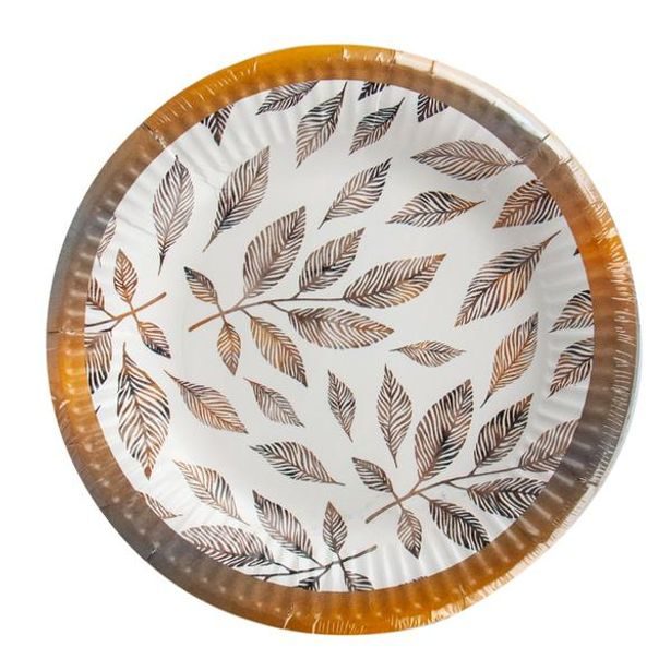 PROCOS TALÍŘKY PAPÍROVÉ ŠEDÉ VĚTVIČKY 8KS, 20CM_hamashop