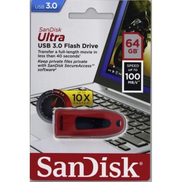 SanDisk Ultra USB 3.0 64 GB červená