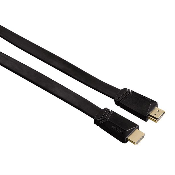 Hama HDMI kábel vidlica-vidlica, plochý, pozlátený, 3*, 1,5 m