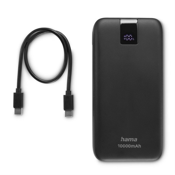 Hama PD 10 powerbanka, 10000 mAh, 3 výstupy: 1x USB-C, 2x USB-A, LED displej, PD, Qualcomm