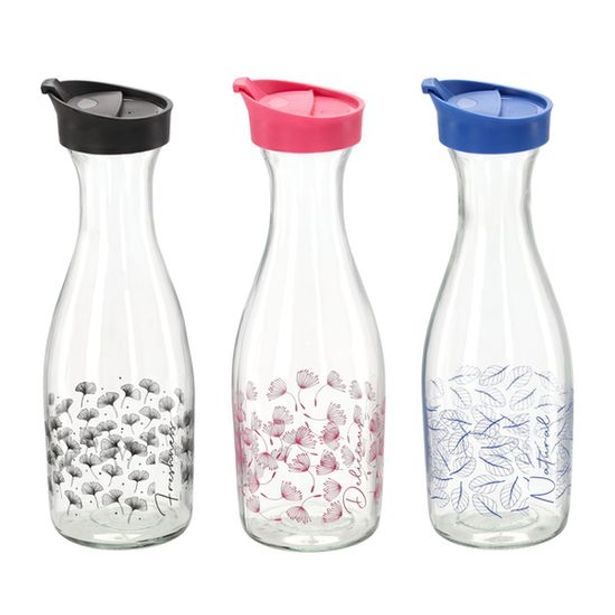 karafa 1,0l, ODESA, 3barvy DEKOR, sklo, uz.víčko