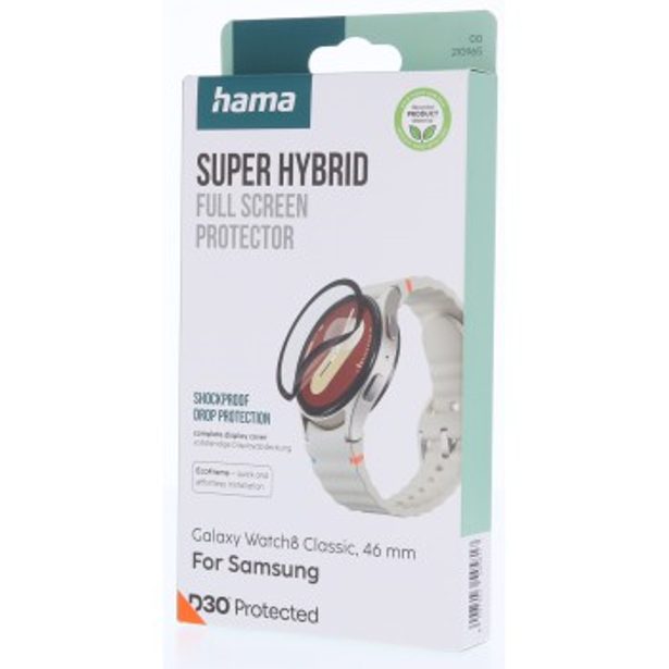 Hama Super Hybrid, ochrana displeje pro Samsung Galaxy Watch 8 Classic, 46 mm, D3O®, nerozbitná