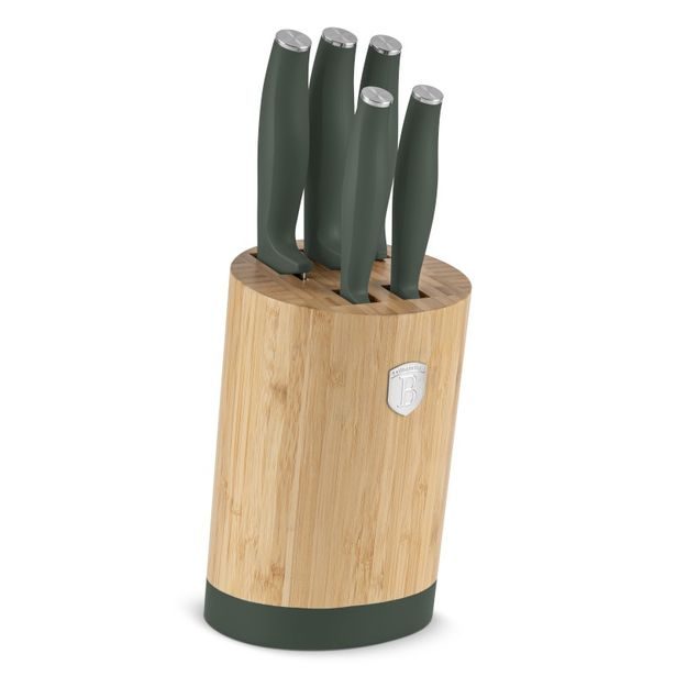 BERLINGERHAUS Sada nožů se stojanem BAMBOO 6 ks Matte Green Collection BH-2757