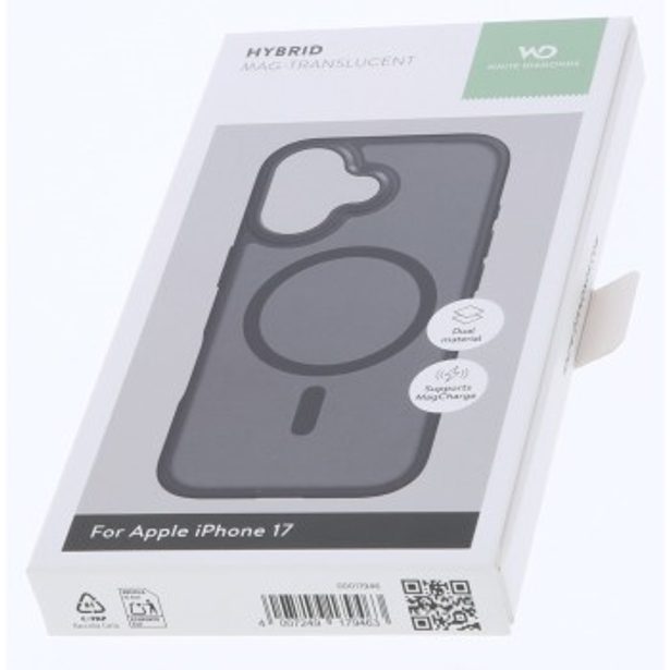 White Diamonds Hybrid Case, kryt pro Apple iPhone 17, magnetický, matný, poloprůhledný černý