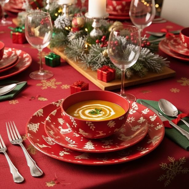 HIT Jídelní sada talířů Vánoční 18 ks RED Christmas HT-23010322