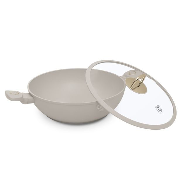 BERLINGERHAUS Pánev WOK s titanovým povrchem a poklicí 30 cm Sahara Collection BH-8065