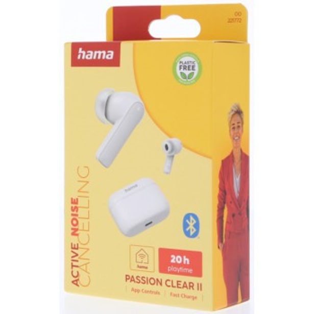 Hama Bluetooth sluchátka Passion Clear II, špunty, ANC/ENC, aplikace, bílá