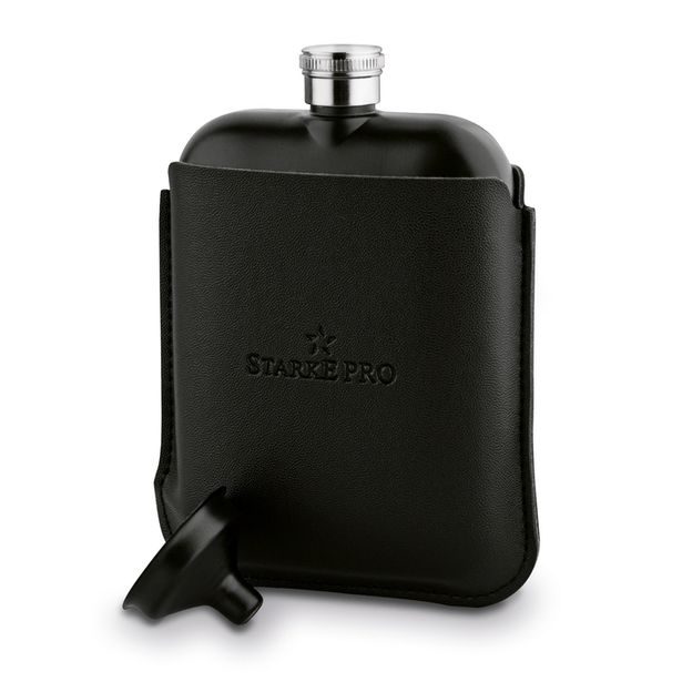 likérka 0,17l NR plochá černá, pouzdro, nálevka, krabička DB