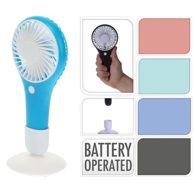 ventilátor ruční, 3,7x9,5x19,5cm, na baterie, mix barev