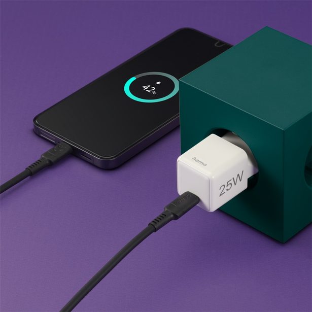 Hama rychlá USB nabíječka, USB-C PD/QC 25 W, super-mini