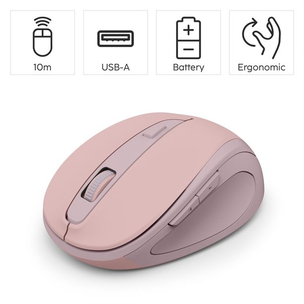 Hama bezdrátová optická myš WM-400, tichá, růžová