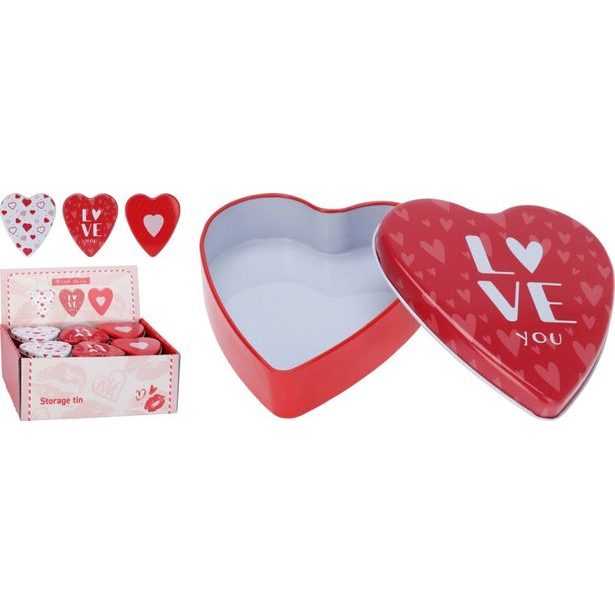 dóza/krabička 9,5x11x2cm SRDCE, plech., mix dekorů