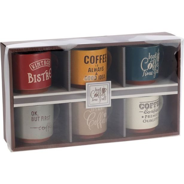 SIAKI Sada barevných hrníčků na kávu 260 ml s dekorem 6 ks KO-Q80000970