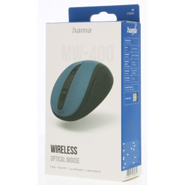 Hama bezdrátová optická myš MW-400 V2, ergonomická, modrá/černá
