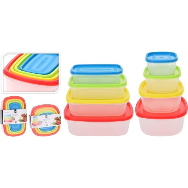 box-sada 8ks, obd. nebo čtver.,(0,23l -1l) barev.plast