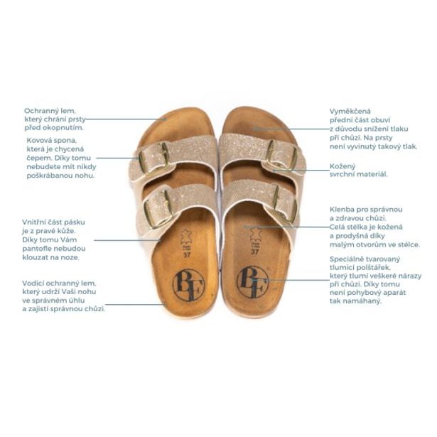 Dámské kožené pantofle Best Feet - zlaté