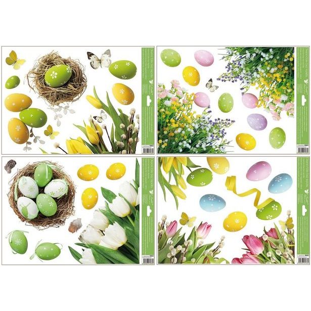 dekorace okenní VAJÍČKA rohová 42x30cm, 4motivy, fólie