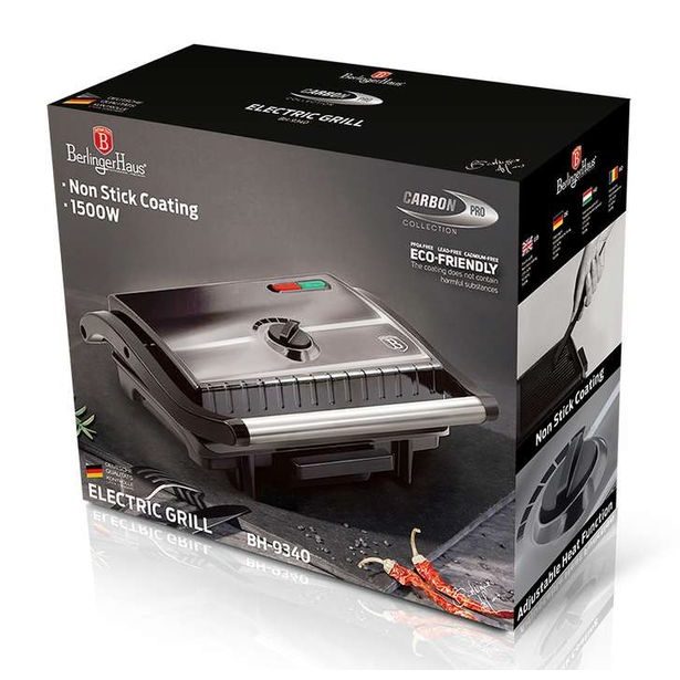BERLINGERHAUS Elektrický kontaktní gril s nepřilnavým povrchem Carbon PRO Line BH-9340