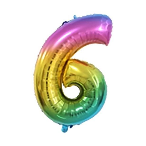 TORO BALÓNEK ČÍSLICE 6, 37X21CM DUHOVÁ FÓLIE_hamashop