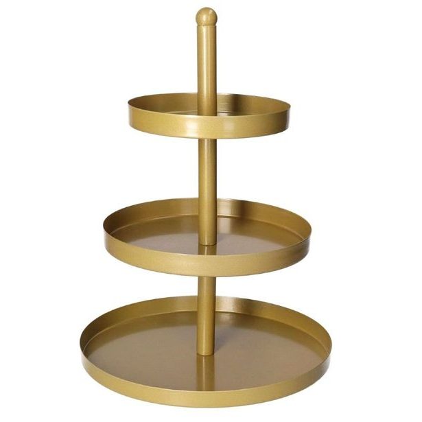 HIT Etažér třípatrový nerez 35 cm zlatá HT-24500465