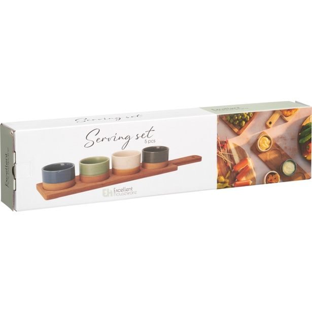 EXCELLENT HOUSEWARE Sada misek na pochutiny servírovací s prkénkem 4 ks KO-210001100
