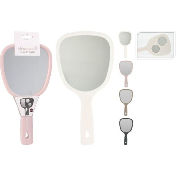 zrcátko 13cm s ručkou, 4barvy, plast