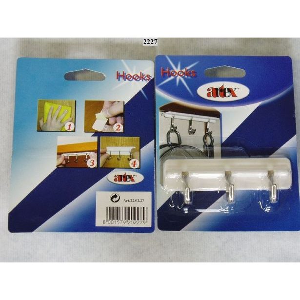 věšák 3-háčky výkyvný, samolep. /22.02.27./