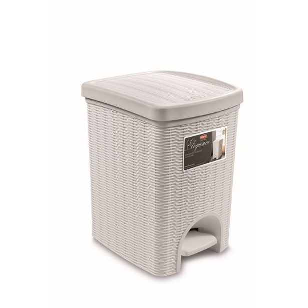 koš odp.20l pedál.bílý. im.ratan, 39x31x27,5cm,ELEG.