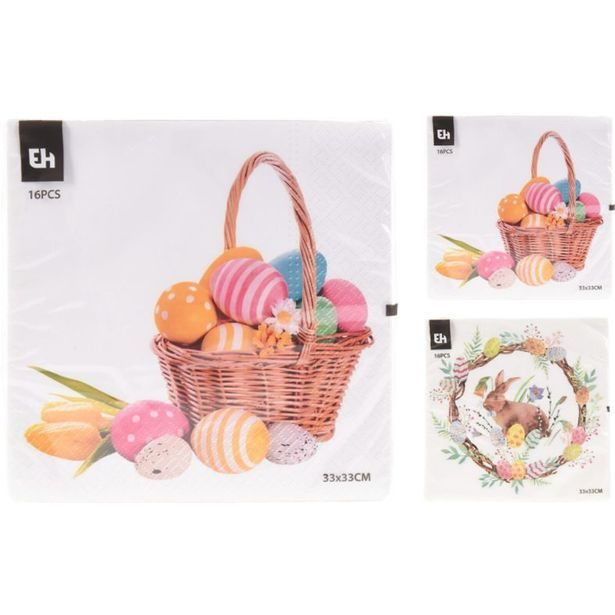ubrousky 3vr.,16ks, 33x33cm, velikonoční, papír