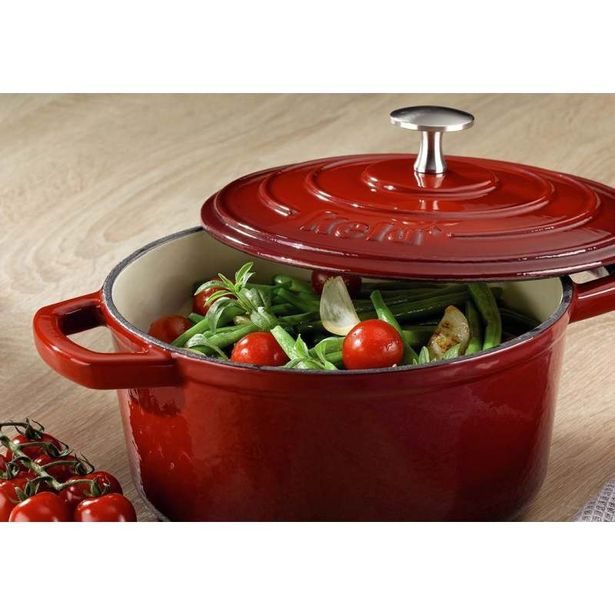 KELA Pekáč litinový s poklicí CALIDO 21 cm červená KL-11940