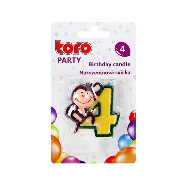 TORO SVÍČKA DORTOVÁ, ČÍSLICE 4 "OPIČKA", 5X4X1,3CM_hamashop