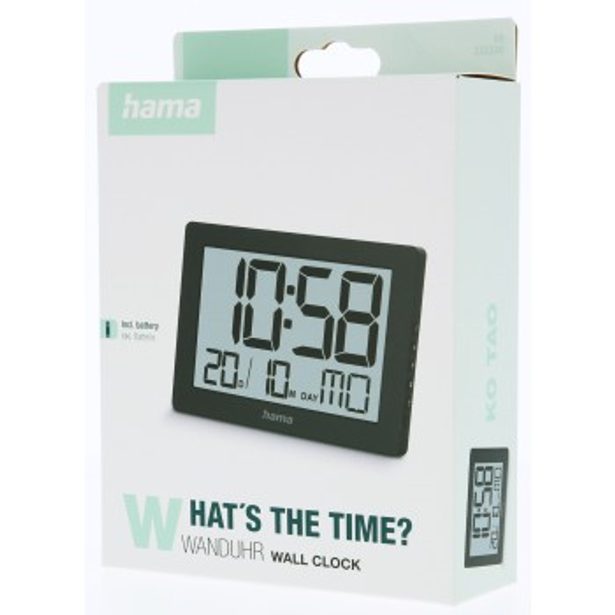 Hama Ko Tao, digitální nástěnné hodiny, datum, den v týdnu, budík, černé