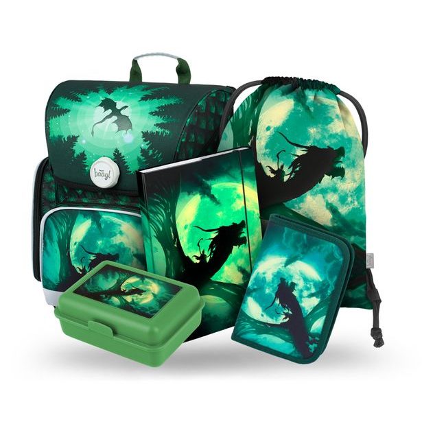 BAAGL SET 5 Ergo Drak: aktovka, penál, sáček, desky, box