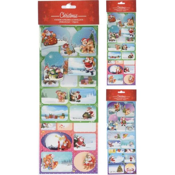 jmenovky vánoční cm, 4archy(42ks), na dárky, 2druhy