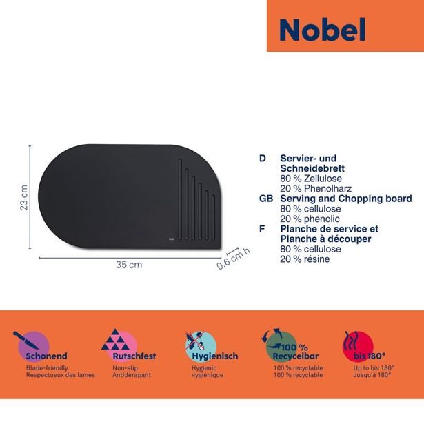 KELA Prkénko krájecí NOBEL černá 42x24x0,6 cm KL-12866