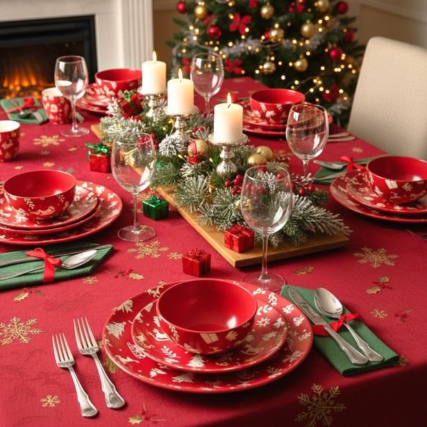 HIT Jídelní sada talířů Vánoční 18 ks RED Christmas HT-23010322