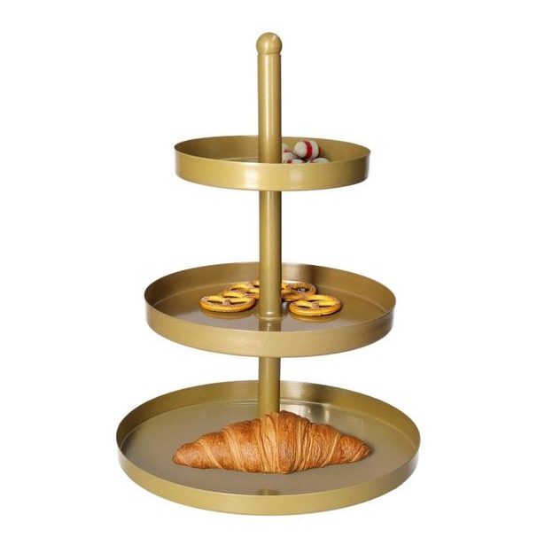 HIT Etažér třípatrový nerez 35 cm zlatá HT-24500465