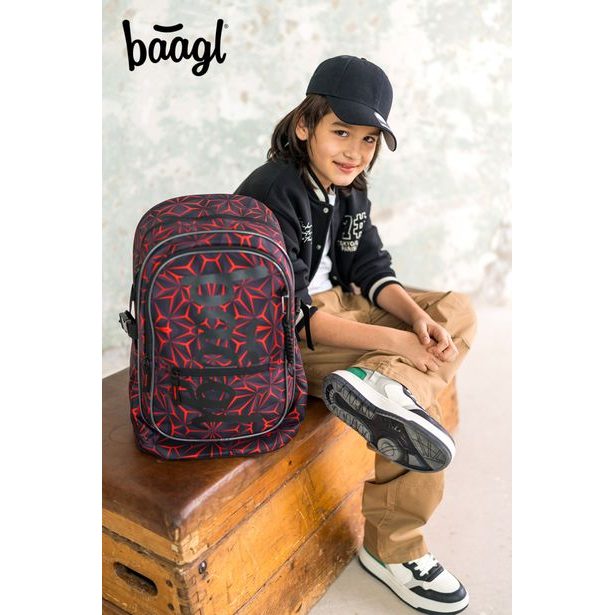 BAAGL Školní batoh Core Red Polygon