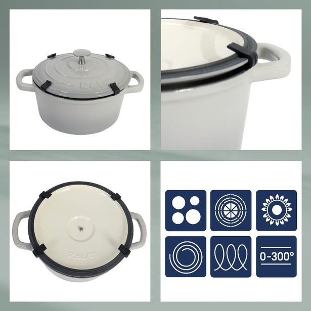 KELA Pekáč litinový s poklicí CALIDO 21 cm šedá KL-12605