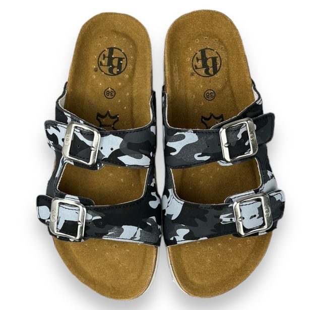 Chlapecké kožené pantofle Best Feet - černý maskáč