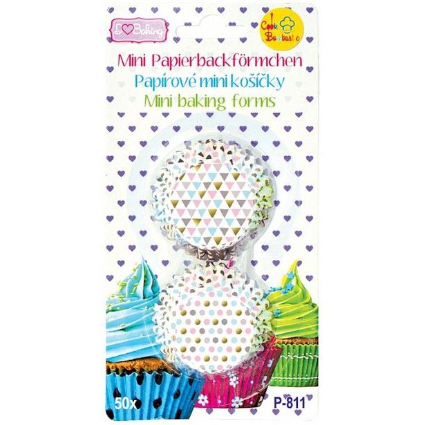 košíček d30x20mm pralinky, TROJÚH./PUNTÍK, 50ks, papír