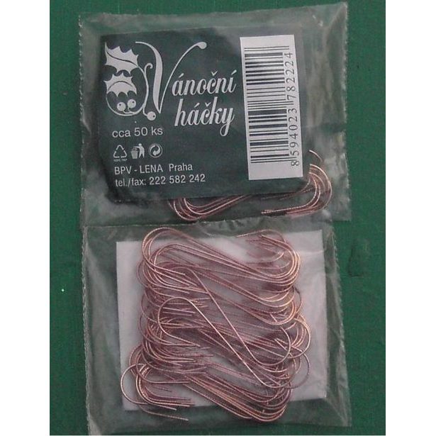 háček-50ks-dlouhý měděný vánoční /50/