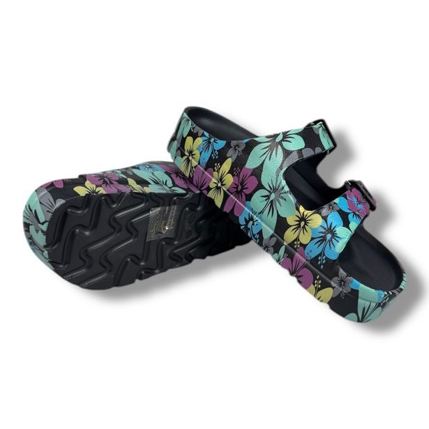 Dámské pantofle na platformě Best Feet - černé s potiskem