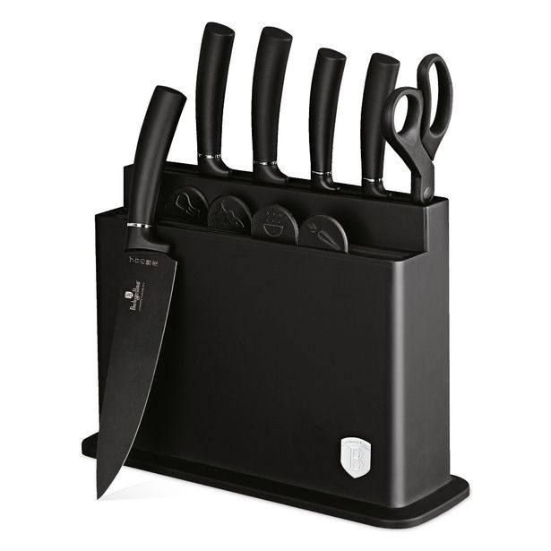 BERLINGERHAUS Sada nožů s nepřilnavým povrchem 11 ks ve stojanu Black silver Collection BH-2492