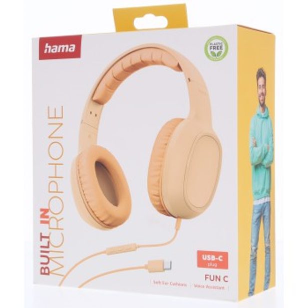 Hama USB-C sluchátka s mikrofonem Fun C, uzavřená, oranžová