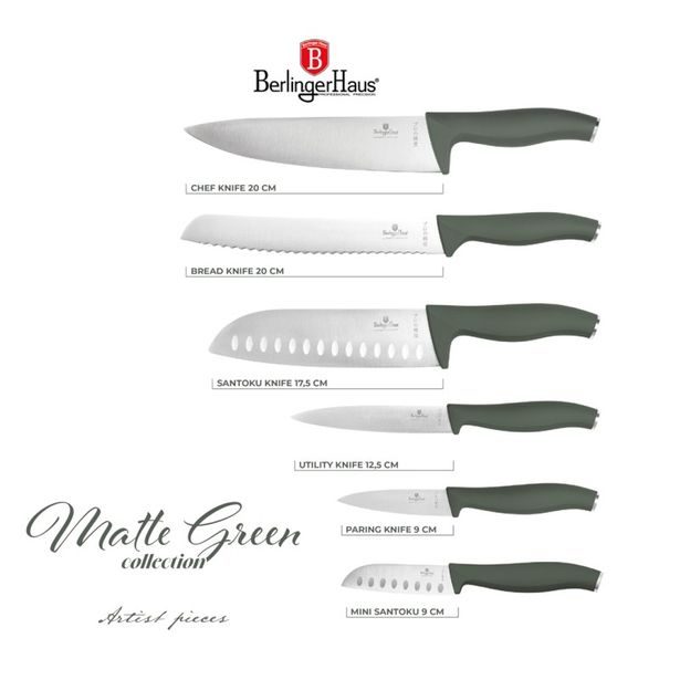 BERLINGERHAUS Sada nožů nerez 6 ks Matte Green Collection BH-3138