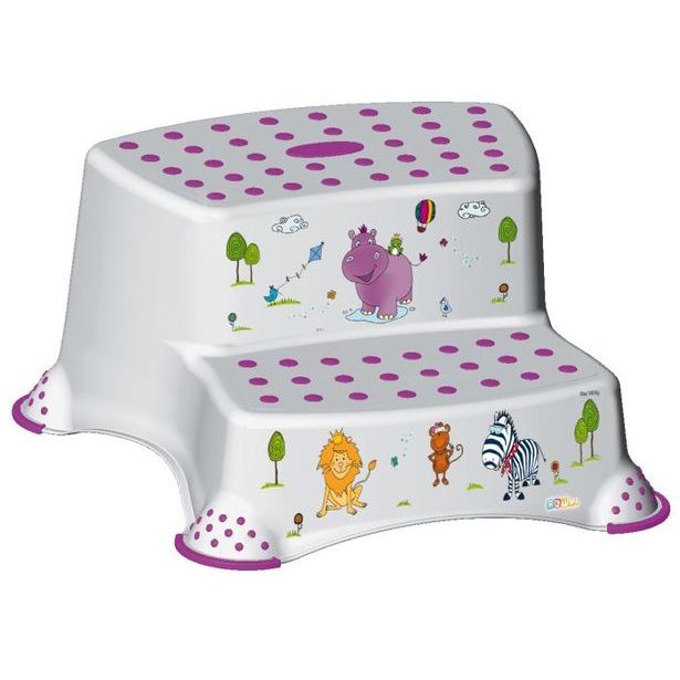 taburetka 40x37,v.21cm,2stupně, bílý, Hroch,plast