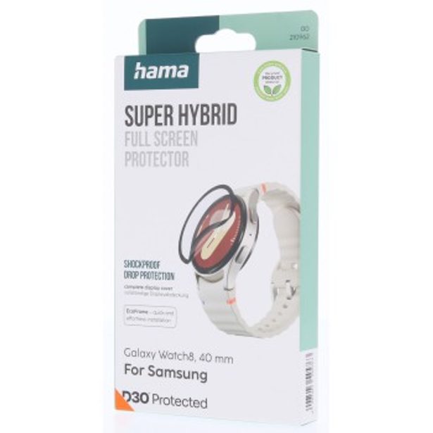 Hama Super Hybrid, ochrana displeje pro Samsung Galaxy Watch 8, 40 mm, D3O®, nerozbitná